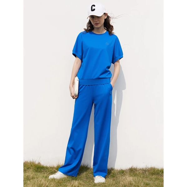 Minimalism Byxset Breda ben Träningsoverall för kvinnor Sommardräkter för kvinnor 2023 Sommarbroderi Separat rea 12321032 blue pants 12321034 XL