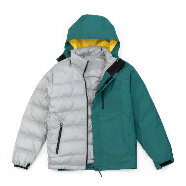 2023 Höst Vinter Nya 3 i 1 jackor för män, varma dunfodral Avtagbara kappor Vindtät vandring utomhuskläder Green Outer Jackets XL