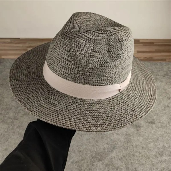 Plus size stråhatt för män beach oversize cap dam panama cap stor storlek bucket hatt stor storlek fedorahatt 55-58cm 59-60cm 61-63cm brown adjustment 55-58cm