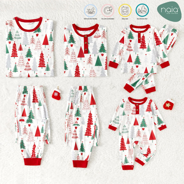 Julfamiljsmatchande överallt print Långärmade Naia™ Pyjamasset (flammsäker) ColorBlock Baby6-9M