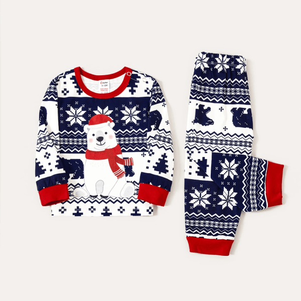 Julfamilj matchande print långärmad pyjamasset (flammsäker) DeepBlue Kids2Years