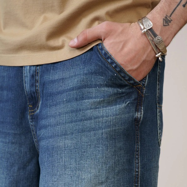Sommar 2022 Nya löst sittande arbetskläder Herr Carpenter Short Oversize Cargo jeansshorts Jeans Plus Size Kvalitetskläder blue M