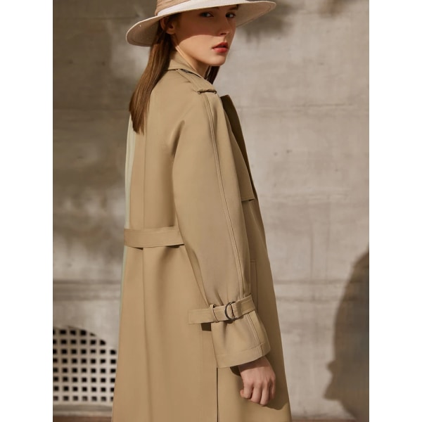 Minimalism Trenchcoat för kvinnor 2022 Höstpanel Mode All-match Solid Elegant enkelknäppt långjacka 12170025 Khaki 12170025 M