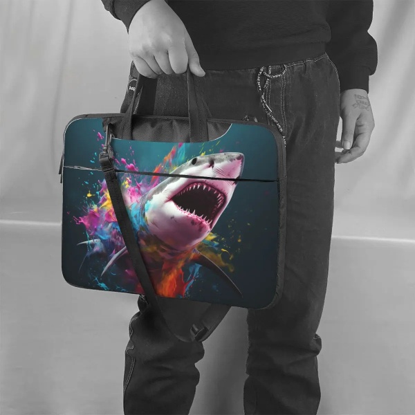Shark Laptopväska Liquid Splash Explosion För Macbook Air Pro HP Huawei Case Kawaii Travel 13 14 15 15.6 Pouch As Picture 14inch