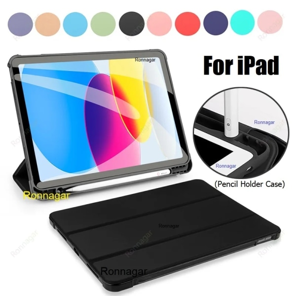 Case för Ipad 9th 10th Generation Pro 11 2022-2018 Funda Ipad Air5 4 Air3 pro 10.5 Mini 6 5th 6th 9.7 iPad 7 8 9th Gen 10.2 tum iPad Mini 1 2 3 inch Gray purple
