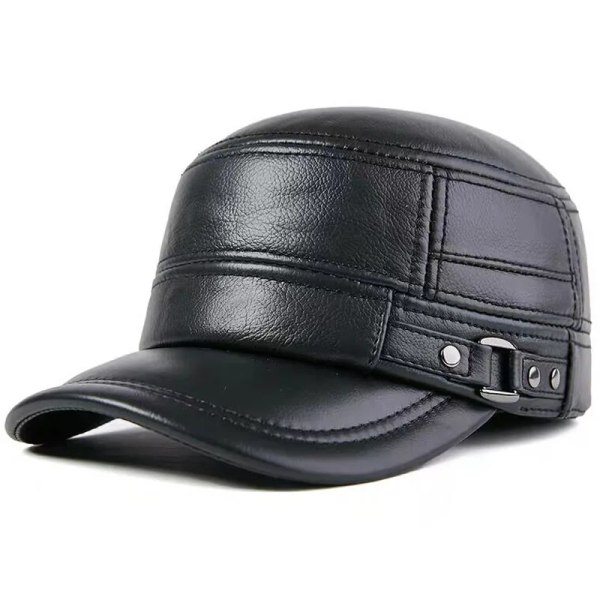 Keps av äkta läder Flat cap för män Army Military Hat Elegant Man Baseball Cap Brittisk vintage Kohud Läderhattar Dark Brown XL