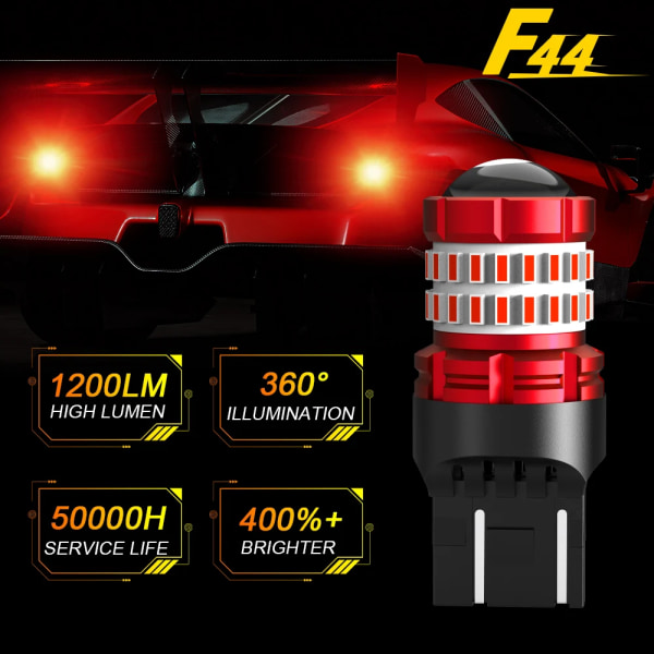 BMTxms 2x T20 7440 W21W WY21W 7443 W21W / W5W W21/5W LED-bromsstopp bakljus Parkering Bakåt Back Up Datytime Körlampa DRL Red