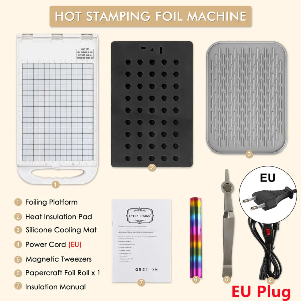 Varmpressningsfoliemaskin Glimmer Varmfoliesystem för korttillverkning PET-filmöverföring Varmfolie- och pressmaskin USA EU UK Pluggar EU 220V