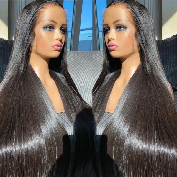 30 40 tums limlösa peruker för människohår redo att bäras 13x4 13x6 HD Transparent rak spets främre peruk förplockad för svarta kvinnor 13x4 Hd Lace Wig 20inches