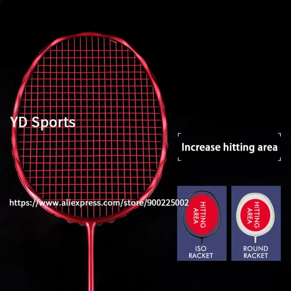 100 % kolfiber 4U vågbrytande vind badmintonracket Strung Professional Racket Max Spänning 30LBS Med Bag Speed ​​Sport Vuxna Red