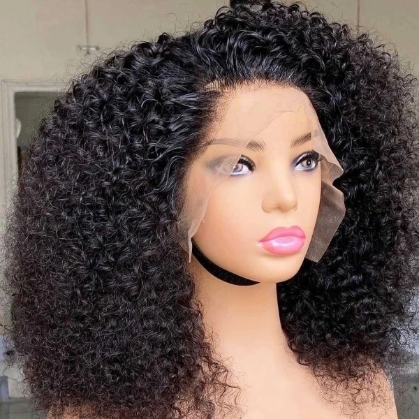 Djupt lockigt människohår Spetsperuker 13x1 Kort Bob Spets Peruk Brasiliansk Deep Wave Frontal Peruk Kort Bob Peruk Spetsförslutning Peruk 180% 14inches 5x1 T Part Wig