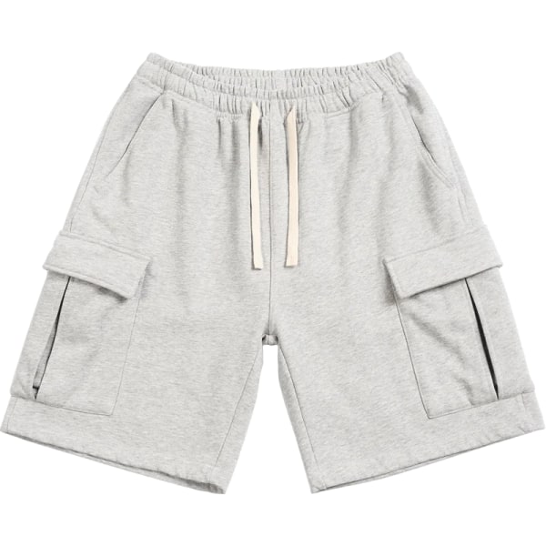 2022 Summer New Oversize Cargo Shorts Herr 410g Tungt tyg Sweatshorts Dragsko Hip Hop Byxor SL220297 Heather Grey XL