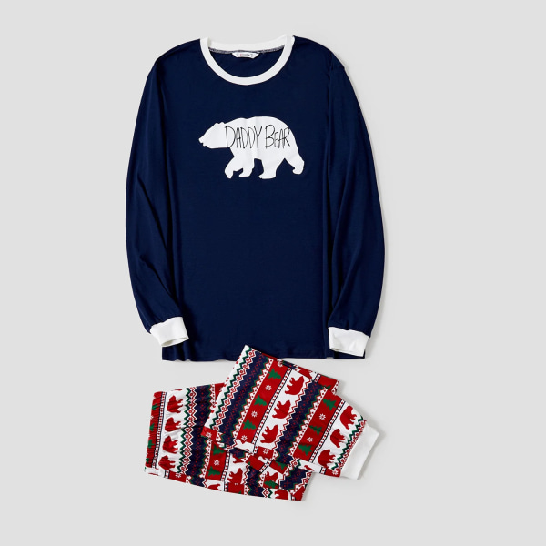 Christmas Bear Print Family Matchande pyjamasset (flammsäker) DeepBlue Baby6-9M