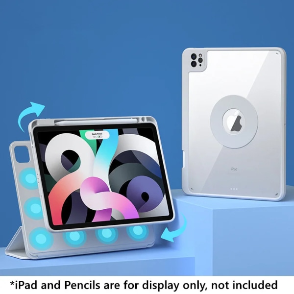För iPad Air 5/4 Löstagbart case för Pro 11 för 10:e/9:e 10.9 Case 7:e 8:e 10.2 Air 10.5 9.7 Cover Mini 6 2021 Funda Gray for ipad 8th 2020