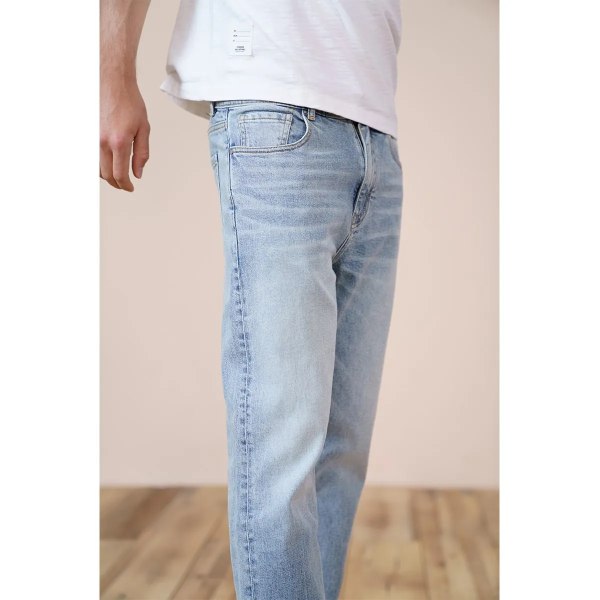 SIWMOOD 2023 S Vårnyhet Miljölasertvättade jeans herr slim fit klassiska denimbyxor högkvalitativ jean SJ170768 light blue 28