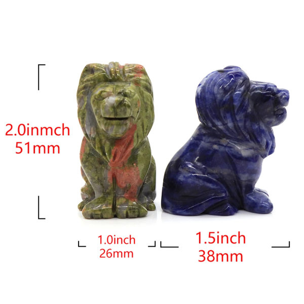 2" Lejon pärla staty natursten Kristall handsnidade läkande djurfigurer Reiki ädelsten hantverk Heminredning Semesterpresent Unakite 5pcs