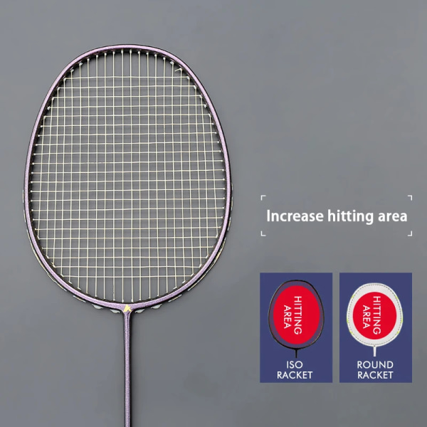 Professionell Ultralätt 5U 77G Kolfiber Badmintonracket Strung Racket Strings Padel 22-32LBS G4 Med Bag Overgrip Sport type 1