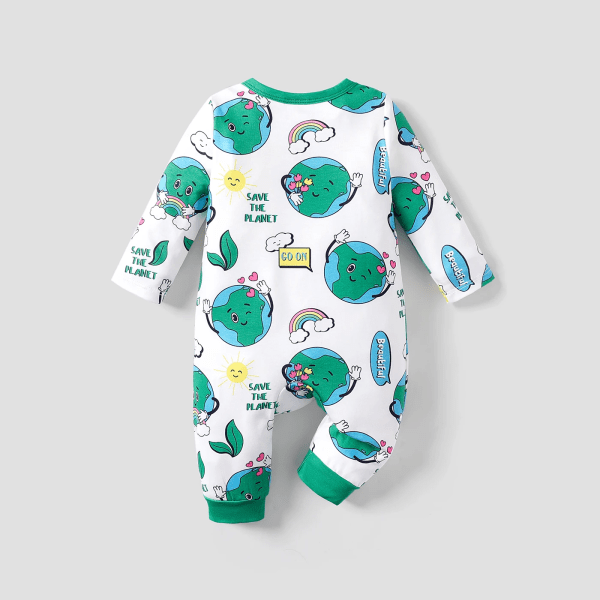 Baby Pojke/Flicka Naia Miljöteman Print långärmad Jumpsuit Green 9-12Months