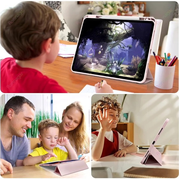 För iPad Pro 12,9 tums case med pennhållare 2022/2021/2020 Trifold Smart Cover för iPad Pro 11 2018-2022 iPad 10th Air5 Air 4 2 pcs glass not case iPad air 4 10.9 2020
