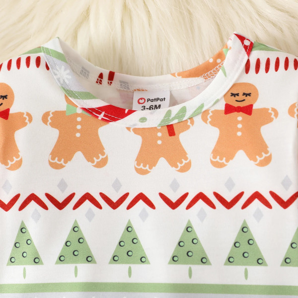 Jul Nyfödd Baby /Flicka Kläder Overall Allover Print Långärmad Jumpsuit Red 12-18Months