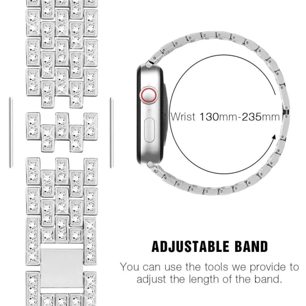 Diamant metallrem+ case För Apple watch 8 7 45mm 41mm 6 5 4 SE 44 mm 40mm lyxigt armband armband För iwatch 3 2 42mm 38mm Black For iwatch 40mm