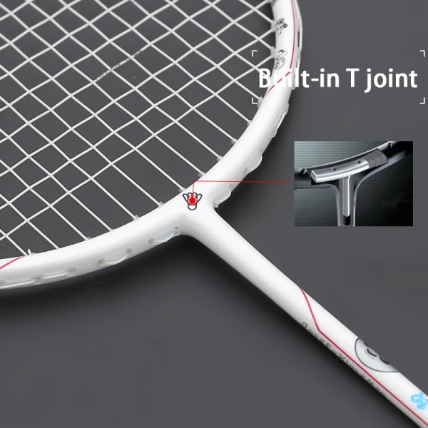 Panda Partern Badmintonracket strängad 100 % full kolfiber Ultralätt 6U 72g professionell racket med påsar 22-30LBS Vuxna Blue
