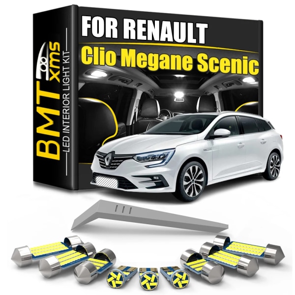 BMTxms för Renault Laguna Clio Megane Grand Scenic Espace 1 2 3 4 CC Kangoo Koleos Captur Kadjar Modus Canbus LED-interiörljus Crystal Blue