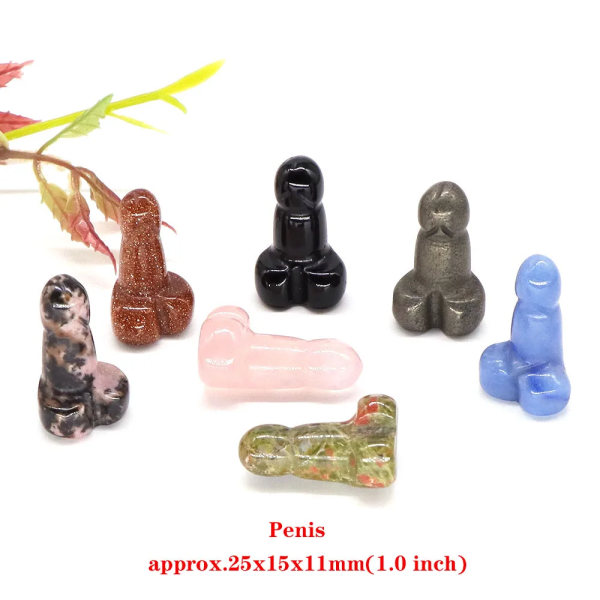 7 st/ set Chakra Mix Naturlig Ädelsten Healing Kristall Snidade Wicca Quartz Stone Hantverk DIY Smycken Staty Heminredning Energi Gif Penis