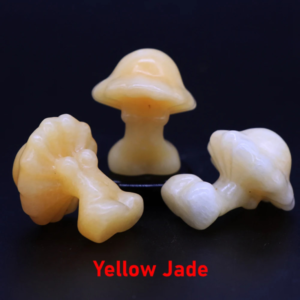 Svamp Dam Staty Natursten Carving Tecknad Konst Hantverk Figurine Healing Kristall Hem Gem Dekoration Kärlek Semesterpresent 1,2" Yellow Jade 5pcs