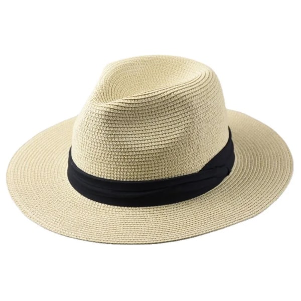 Stor storlek Panama-hattar Dam Beach Stråhatt med bred brätte Man Sommar Cap Plus Size Fedora Hatt 55-57cm 58-60cm 61-64cm Brown 55-57cm