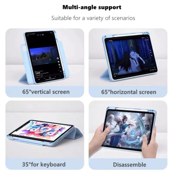 För iPad Air 5/4 Löstagbart case för Pro 11 för 10:e/9:e 10.9 Case 7:e 8:e 10.2 Air 10.5 9.7 Cover Mini 6 2021 Funda Black for ipad 9th 2021