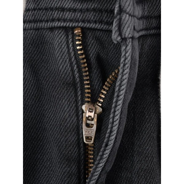 2023 höstvinterny 13oz lösa raka jeans män Varm fleecefoder Elastisk midja tvättad vintage jeansbyxa Washed Vintage Black 31 REC 68-72.5KG