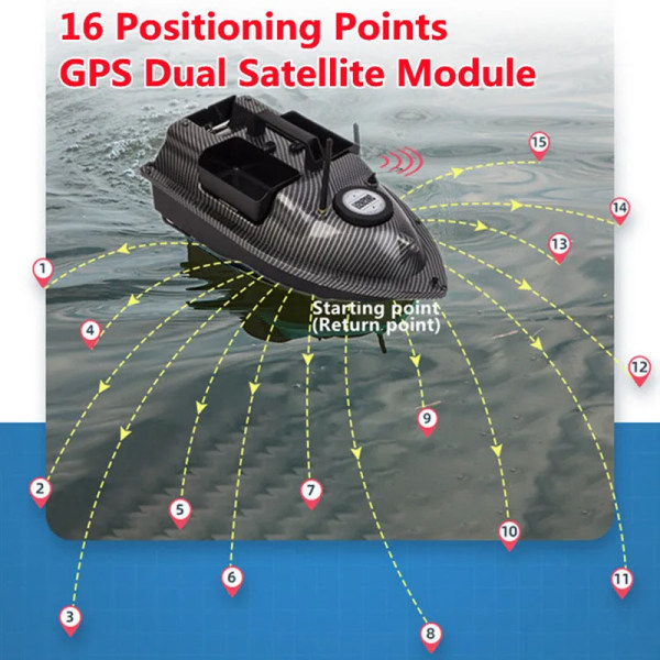 16GPS Fjärrkontroll Smart Return RC Havsfiskebåt Oberoende 3 Hopper Fixed Point Nesting 500M LCD Display RC Bait Båtskepp GPS UK 3B Finder