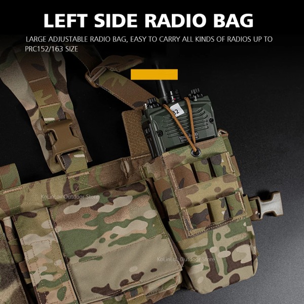 UW Tactical Chest Rig Militär jaktväst Patrullväska med 8st intern funktionell förlängningsförvaring för radiotidningspåse VE-79 RG