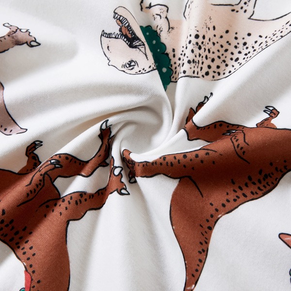 Jul Dinosuar Print Familjematchande pyjamasset (flammsäker) White Kids4-5Years