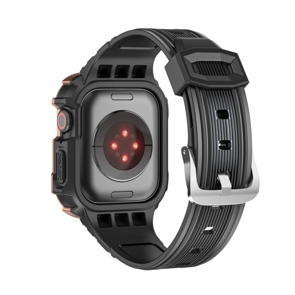 Silikonrem För Apple Watch Ultra 49mm 8 7 45mm 41mm Anti-fall skydd Smart watch För iwatch 6 5 4 SE 44mm 42mm 40mm Black-1 For 38mm 40mm 41mm