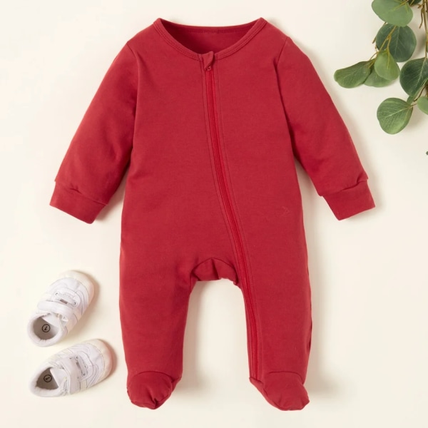 Ny ankomst vår och höst Baby Solid Jumpsuit Sex färger Baby Rompers Baby Red 9-12 Months