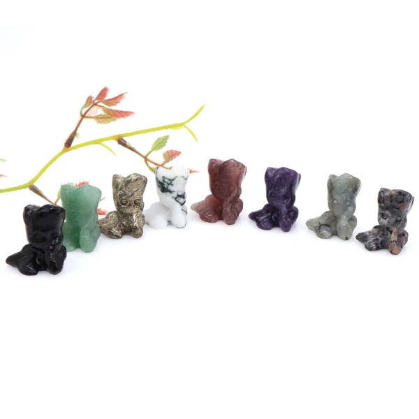 1,2" Träd Man Sten Cartoon Tecknad Staty Natural Gem Kristall Reiki Healing Figurine Hantverk Heminredning Barnpresent Partihandel Flame Stone 5pcs