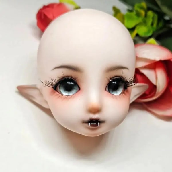 Nytt 1/6 Bjd Fairy Mermaid Head med sminkhuvud 28cm Baby Doll Accessoarer Elf Doll Head Girls Dress Up Toys A