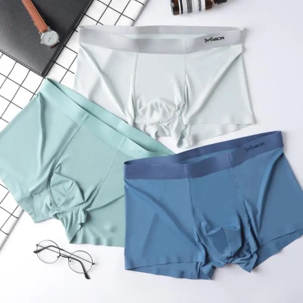 3st Ice Silk Seamless Herr Boxer AAA Grafen Antibakteriell Man Underkläder Sexiga Man Kalsonger Sommar Herr Trosor M1223 L