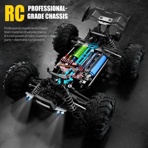 Professionell mästerskap 4WD Racing Elektrisk RC-bil modell 1:16 70 km 150M borstlös Highlight Light Metal differential RC-lastbil Green Color Box 3B