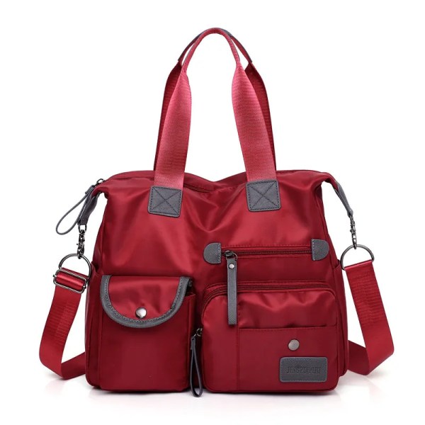 Axelväska i nylon för kvinnor Modehandväskor Vattentät Crossbody-väska Stor kapacitet Multifunktionell väska Resebudbärare Red