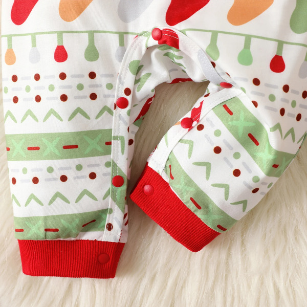 Jul Nyfödd Baby /Flicka Kläder Overall Allover Print Långärmad Jumpsuit Red 9-12Months
