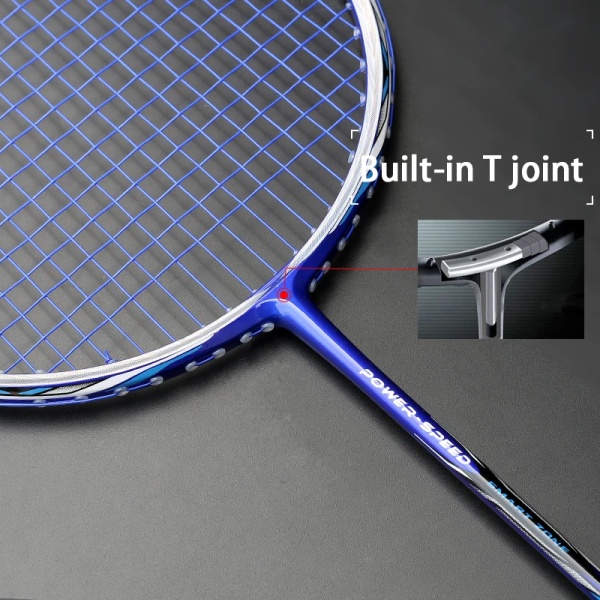 Carbon Fiber Super Light 8U 62g Strung Badminton Racket Max Tention 32LBS Professionell racket Offensiv typ Racket String Bag Blue