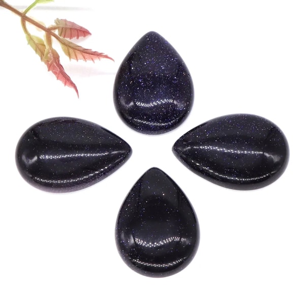 34x24x6mm Water Drop CAB Cabochon Beads Naturstenar Healing Crystal Making Halsband Hänge DIY Smycken Tillbehör Partihandel Blue Goldstone 20pcs