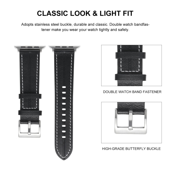 Läderarmband För Apple Watch Ultra 49mm 8 7 45mm 41mm High end watch utbytesarmband För iwatch 6 5 4 3 SE 44mm 42mm 40mm Black 38mm 40mm 41mm