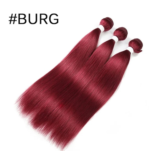 Kvinnors hårbuntar Brazilian Remy Hair Weave #BURG Rakt människohårförlängning 12-26 tum 100 g/st Naturliga hårbuntar BURG 16 Inches