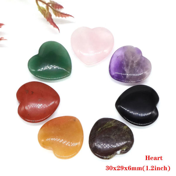 7 st/ set Chakra Mix Naturlig Ädelsten Healing Kristall Snidade Wicca Quartz Stone Hantverk DIY Smycken Staty Heminredning Energi Gif Heart