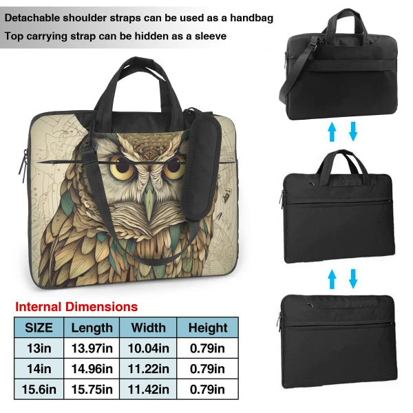 Owl Laptopväska Cartoon Gouache för Macbook Air Pro Acer Dell Case Kawaii Travel 13 14 15 15.6 Pouch As Picture 15.6inch