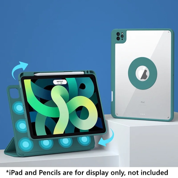 För iPad Air 5/4 Löstagbart case för Pro 11 för 10:e/9:e 10.9 Case 7:e 8:e 10.2 Air 10.5 9.7 Cover Mini 6 2021 Funda Dark Green for iPad Air 2013